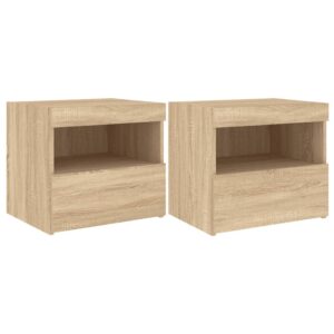 vidaXL Sängbord med LED-lampor 2 st sonoma-ek 50x40x45 cm - Bild 2