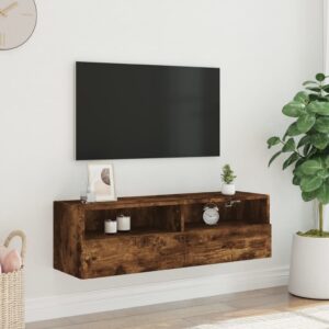 vidaXL Väggmonterad tv-bänk rökfärgad ek 100x30x30 cm konstruerat trä - Bild 3