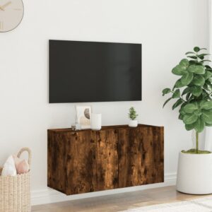 vidaXL Väggmonterad tv-bänk rökfärgad ek 80x30x41 cm - Bild 3