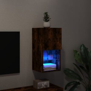 vidaXL Tv-bänk med LED-belysning rökfärgad ek 30,5x30x60 cm - Bild 5