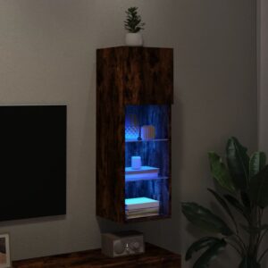 vidaXL Tv-bänk med LED-belysning rökfärgad ek 30,5x30x90 cm - Bild 5