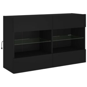 vidaXL Väggmonterad tv-bänk LED svart 98,5x30x60,5 cm - Bild 3