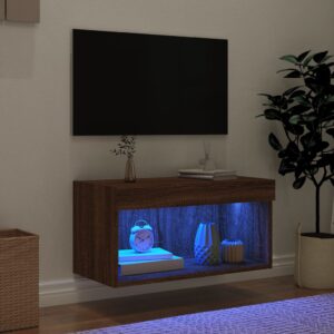 vidaXL Tv-bänk med LED-belysning brun ek 60x30x30 cm - Bild 3