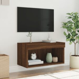 vidaXL Tv-bänk med LED-belysning brun ek 60x30x30 cm - Bild 5