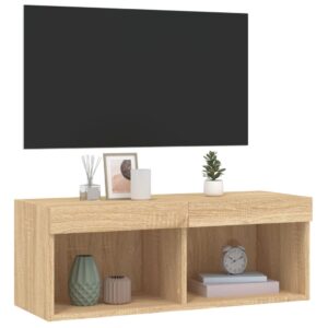 vidaXL Tv-bänk med LED-belysning sonoma-ek 80x30x30 cm - Bild 6