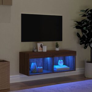 vidaXL Tv-bänk med LED-belysning brun ek 80x30x30 cm - Bild 3