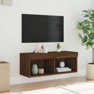 vidaXL Tv-bänk med LED-belysning brun ek 80x30x30 cm - Bild 5