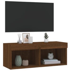 vidaXL Tv-bänk med LED-belysning brun ek 80x30x30 cm - Bild 6