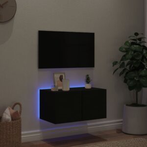 vidaXL Väggmonterad tv-bänk LED svart 60x35x31 cm - Bild 3