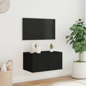 vidaXL Väggmonterad tv-bänk LED svart 60x35x31 cm - Bild 4