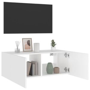 vidaXL Väggmonterad tv-bänk LED vit 80x35x31 cm - Bild 6