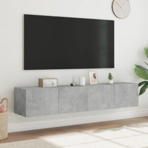 vidaXL Väggmonterad tv-bänk LED 2 st betonggrå 80x35x31 cm - Bild 4