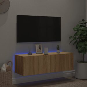 vidaXL Väggmonterad tv-bänk LED sonoma-ek 100x35x31 cm - Bild 5