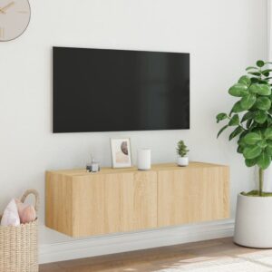 vidaXL Väggmonterad tv-bänk LED sonoma-ek 100x35x31 cm - Bild 6