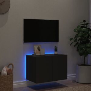 vidaXL Väggmonterad tv-bänk LED svart 60x35x41 cm - Bild 4