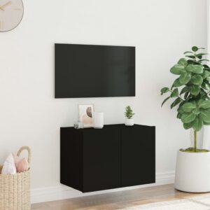 vidaXL Väggmonterad tv-bänk LED svart 60x35x41 cm - Bild 5