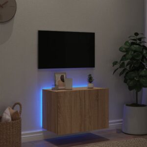 vidaXL Väggmonterad tv-bänk LED sonoma-ek 60x35x41 cm - Bild 4