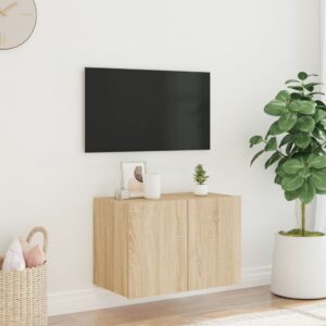 vidaXL Väggmonterad tv-bänk LED sonoma-ek 60x35x41 cm - Bild 5