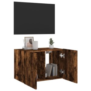 vidaXL Väggmonterad tv-bänk LED rökfärgad ek 60x35x41 cm - Bild 7