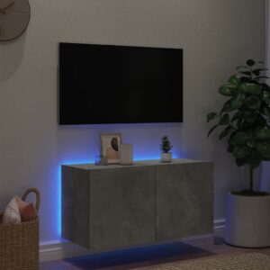 vidaXL Väggmonterad tv-bänk LED betonggrå 80x35x41 cm - Bild 4