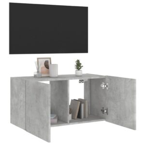 vidaXL Väggmonterad tv-bänk LED betonggrå 80x35x41 cm - Bild 7