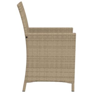 vidaXL Bistrogrupp med dynor 3 delar beige konstrotting - Bild 7