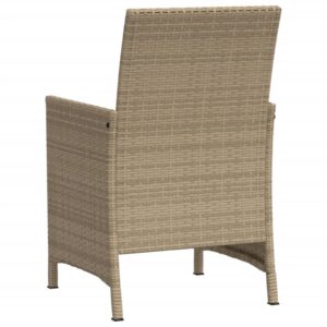 vidaXL Bistrogrupp med dynor 3 delar beige konstrotting - Bild 8