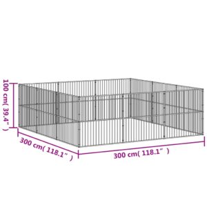 vidaXL Hundhage 12 paneler svart galvaniserat stål - Bild 10