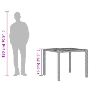 vidaXL Trädgårdsbord med akaciaträ grå 90x90x75 cm konstrotting - Bild 10