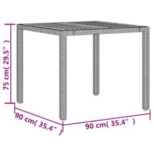 vidaXL Trädgårdsbord med akaciaträ grå 90x90x75 cm konstrotting - Bild 11