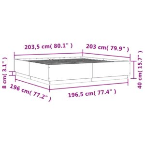 vidaXL Sängram rökfärgad ek 200x200 cm konstruerad trä - Bild 9