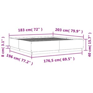 vidaXL Sängram betonggrå 180x200 cm konstruerad trä - Bild 9