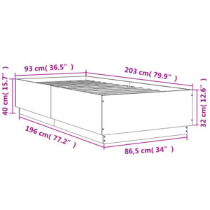 vidaXL Sängram brun ek 90x200 cm konstruerad trä - Bild 9