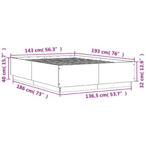 vidaXL Sängram rökfärgad ek 140x190 cm konstruerat trä - Bild 9