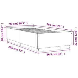 vidaXL Sängram rökfärgad ek 90x190 cm konstruerad trä - Bild 9