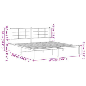 vidaXL Sängram med huvudgavel metall svart 183x213 cm - Bild 10