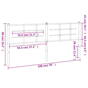 vidaXL Huvudgavel metall svart 193 cm - Bild 6