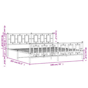 vidaXL Sängram med huvudgavel och fotgavel vit metall 193x203 cm - Bild 10