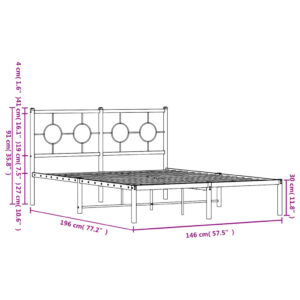 vidaXL Sängram med huvudgavel metall vit 140x190 cm - Bild 10