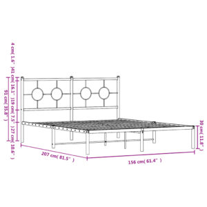 vidaXL Sängram med huvudgavel metall vit 150x200 cm - Bild 10