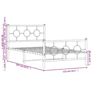 vidaXL Sängram med huvudgavel och fotgavel vit metall 107x203 cm - Bild 10