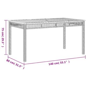 vidaXL Trädgårdsbord grå 140x80x75 cm konstrotting akaciaträ - Bild 8