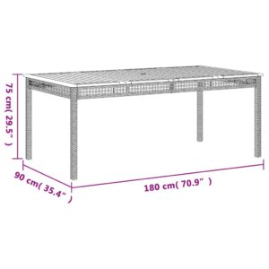 vidaXL Trädgårdsbord grå 180x90x75 cm konstrotting akaciaträ - Bild 8