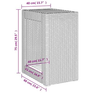 vidaXL Trädgårdsbord med träskiva beige 60x40x75 cm konstrotting - Bild 11