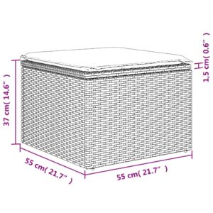 vidaXL Trädgårdspall med dyna svart 55x55x37 cm konstrotting - Bild 7