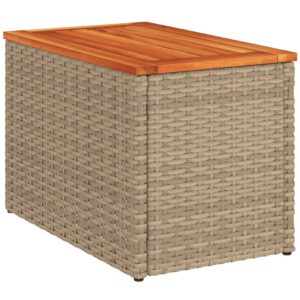 vidaXL Trädgårdsbord 2 st beige 55x34x37cm konstrotting massivt trä - Bild 8