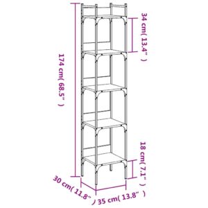 vidaXL Bokhylla 5 hyllplan rökfärgad ek 35x30x174 cm konstruerat trä - Bild 10