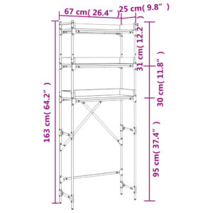 vidaXL Tvättmaskinhylla svart 67x25x163 cm konstruerat trä - Bild 11