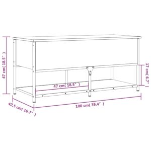 vidaXL Förvaringsbänk grå sonoma 100x42,5x47 cm konstruerat trä - Bild 12