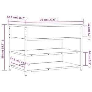 vidaXL Skobänk rökfärgad ek 70x42,5x50 cm konstruerat trä - Bild 12